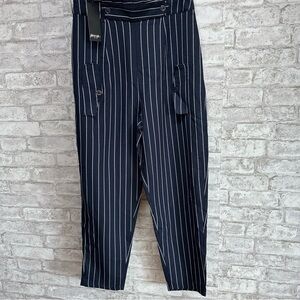 NASTY Gal pinstripe high waist‎ trouser pants women’s size 8 navy NWT
